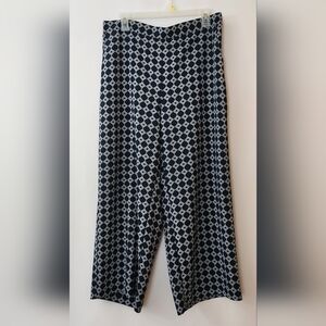 1Charter Club Blue & White Wide Leg "Tyler" Pants womens size large